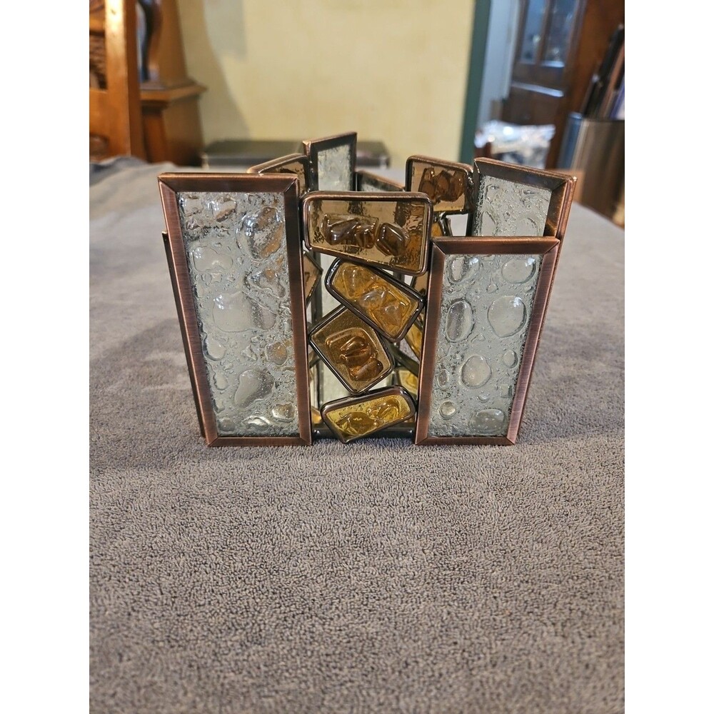 PartyLite Water’s Edge Votive Mosaic Triangle Candle Holder  w/mirror-Retired